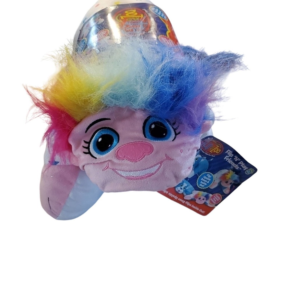 Flip N Play Friends 2 in 1 Plush to Pillow Troll to Puppy New